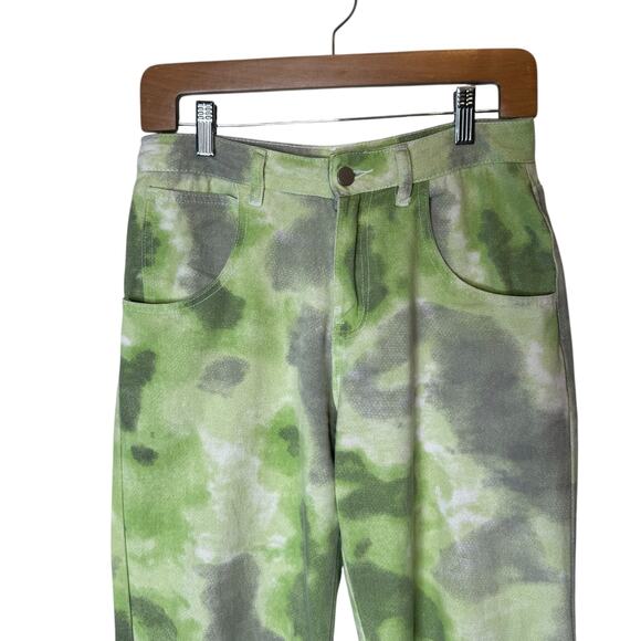 Bailey Rose High Rise Baggy Wide Leg Cotton Twill Pants Jeans Green size Small - Picture 2 of 5